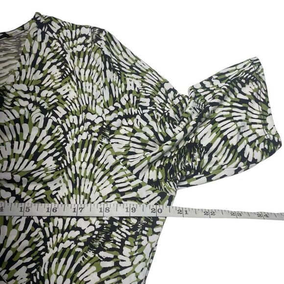 Merona Green Black and White Print Faux Wrap Top - Picture 5 of 6